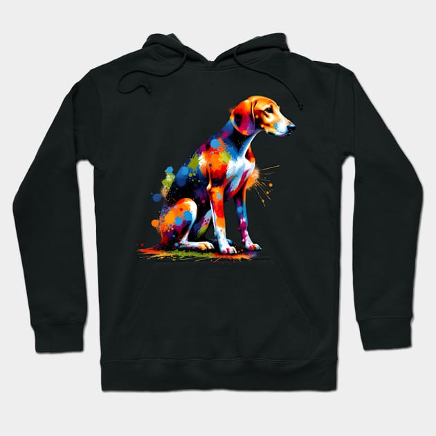 Vibrant American Foxhound in Colorful Splash Art Style Hoodie by ArtRUs